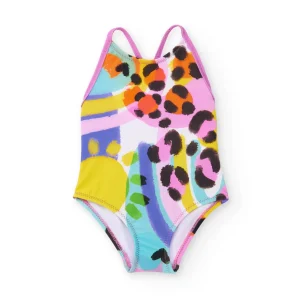 Bañador de niña de punto con diseño abstracto