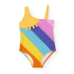 Bañador de niña de punto y diseño asimétrico