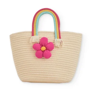 Bolso de niña de plana con flor acolchada