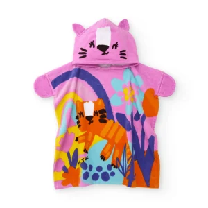 Toalla poncho de niña de punto y diseño animal