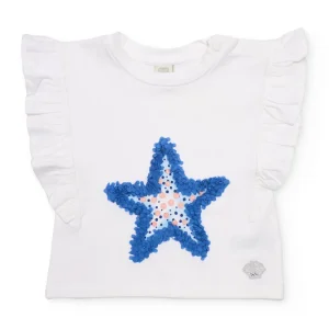 Camiseta de niña de punto y estrella con textura