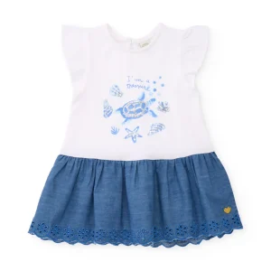 Vestido de niña de punto y diseño marino con lentejuelas