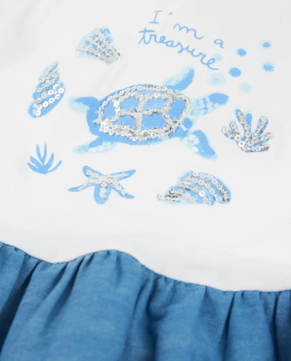 Vestido de niña de punto y diseño marino con lentejuelas - Imagen 4