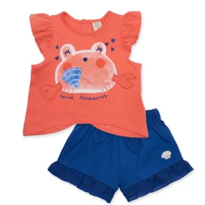 Conjunto de niña de punto y gran estampado marino