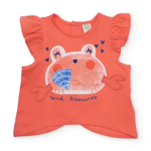 Camiseta de niña de punto y volante en mangas