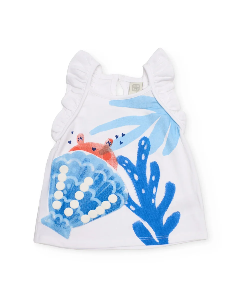 Camiseta de niña de punto y volantes en hombros - Imagen 2