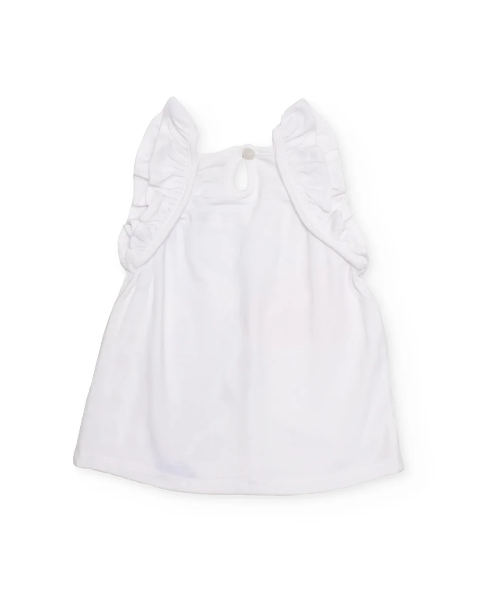 Camiseta de niña de punto y volantes en hombros - Imagen 3