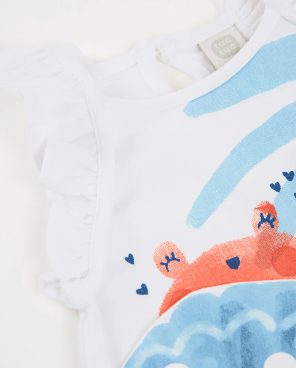 Camiseta de niña de punto y volantes en hombros - Imagen 4