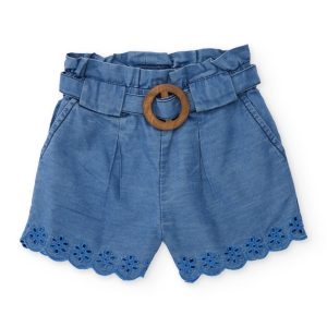 Short de niña de plana con bordados florales