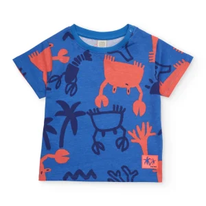 Camiseta de niño de punto y estampado integral marino