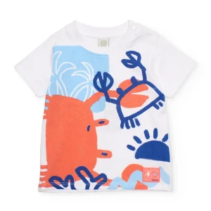 Camiseta de niño de punto y cierre en hombro