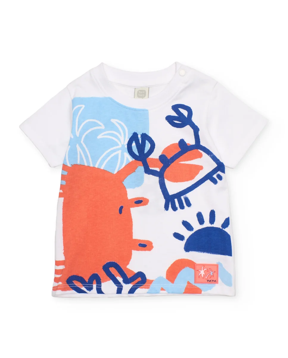 Camiseta de niño de punto y cierre en hombro