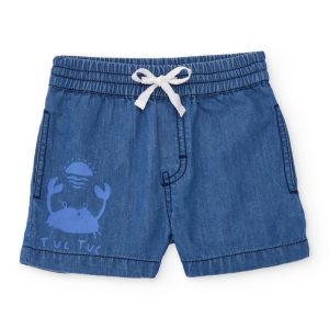 Bermuda de niño de plana y tejido denim
