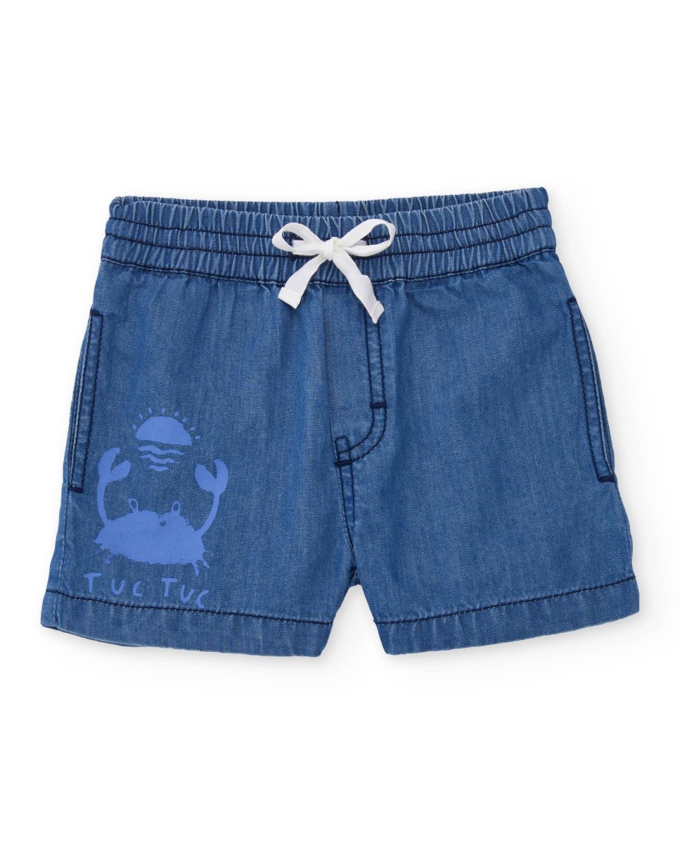 Bermuda de niño de plana y tejido denim