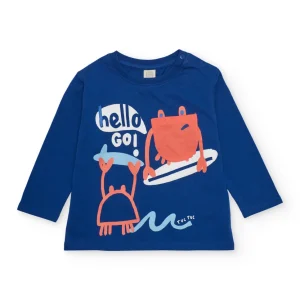 Camiseta de niño de punto y estampado con cangrejos