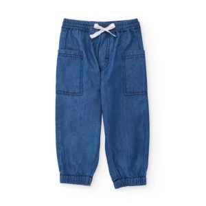 Pantalones de niño de plana con denim ligero