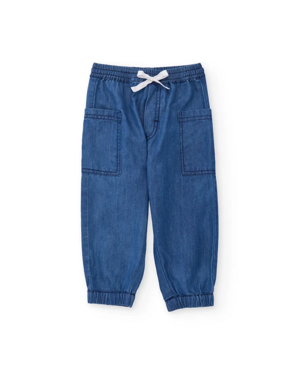 Pantalones de niño de plana con denim ligero - Imagen 2