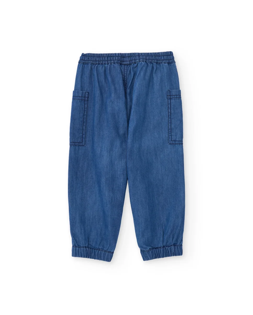 Pantalones de niño de plana con denim ligero - Imagen 3