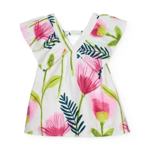 Vestido de niña de plana con escote cruzado