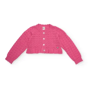 Chaqueta de niña de tricot y calado decorativo