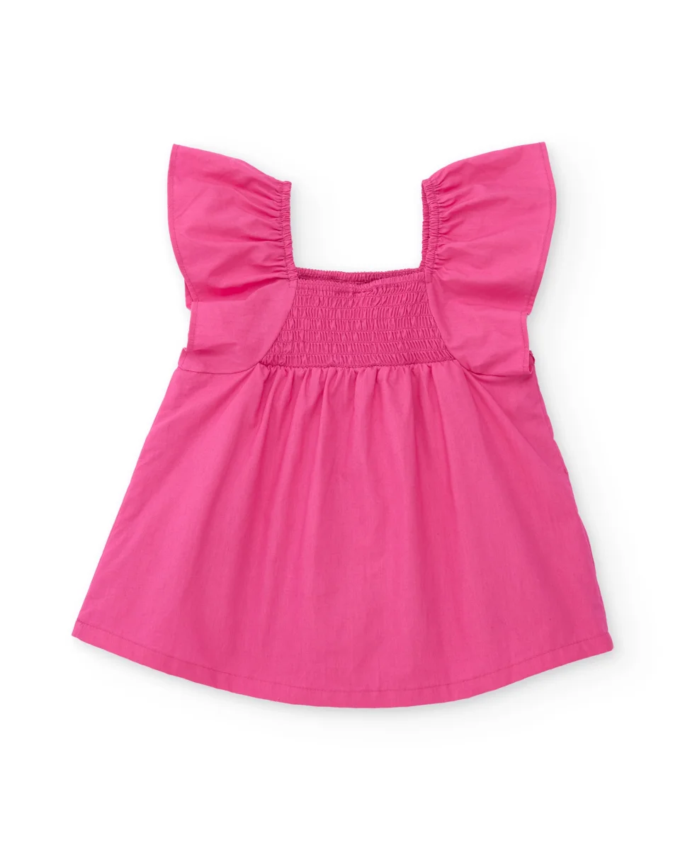 Vestido de niña de plana con cuerpo fruncido - Imagen 3