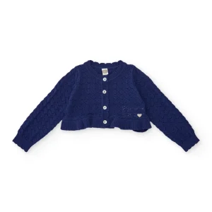Chaqueta de niña de tricot con diseño calado