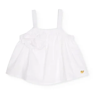 Blusa de niña de plana con aplique de flor