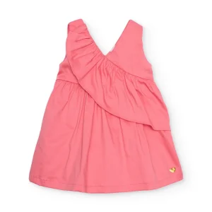 Vestido de niña de plana con volante delantero