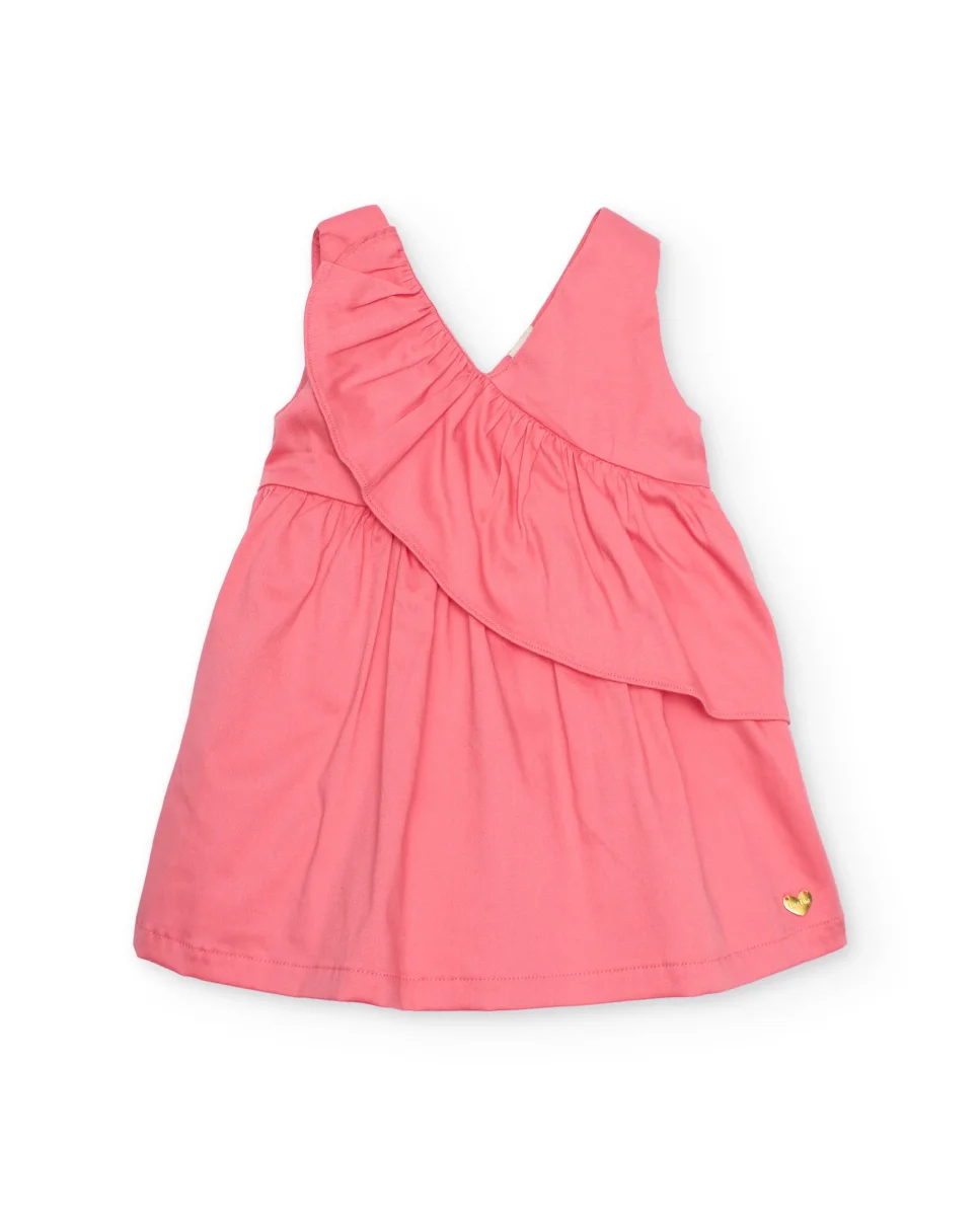 Vestido de niña de plana con volante delantero