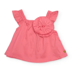 Blusa de niña de plana y gran flor frontal