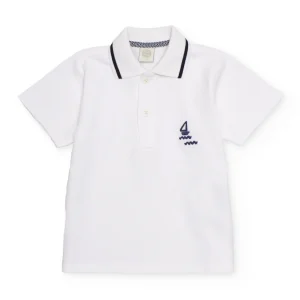 Polo de niño de punto con bordado de velero