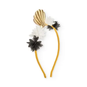 Diadema de niña de plana con concha dorada