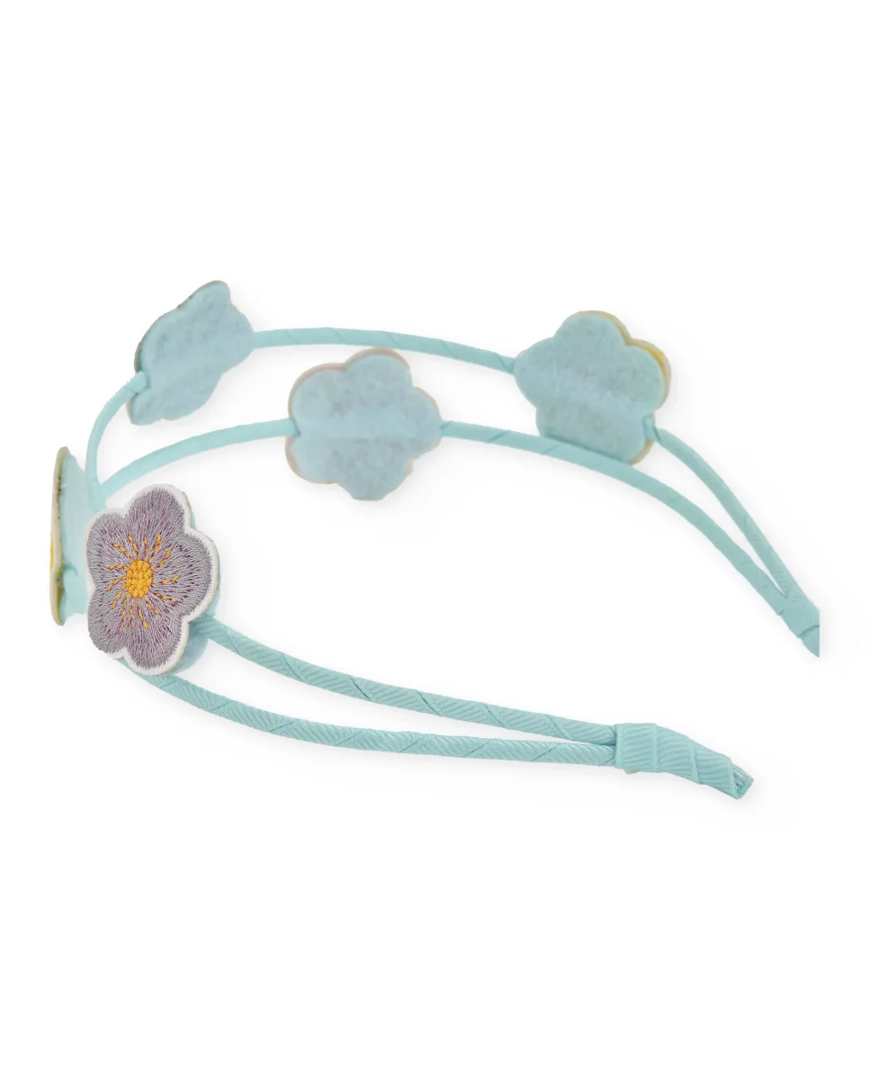 Diadema de niña de plana con flores bordadas aplicadas - Imagen 5