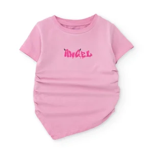 Camiseta de niña de punto con frunces laterales