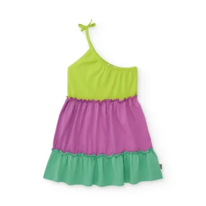 Vestido de niña de punto con diseño asimétrico