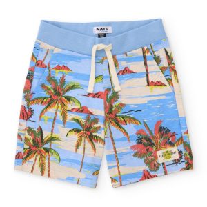 Bermuda de niño de punto con estampado de palmeras