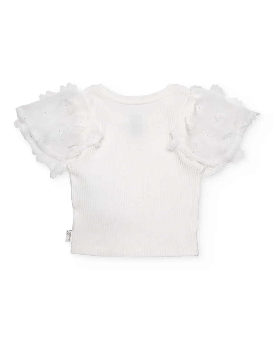 Camiseta de niña de punto con mangas abullonadas - Imagen 4