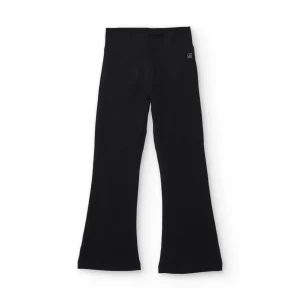 Pantalones de niña de punto y pierna acampanada