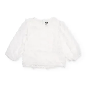 Blusa de niña de plana con aplicaciones florales