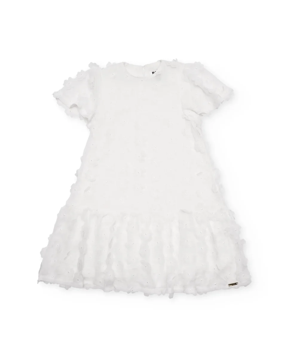 Vestido de niña de plana con adornos florales - Imagen 2