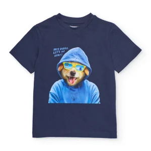 Camiseta de niño de punto con gráfico de perro
