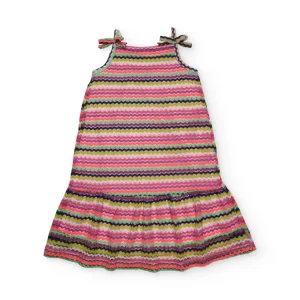 Vestido de niña de punto y tirantes con lazadas