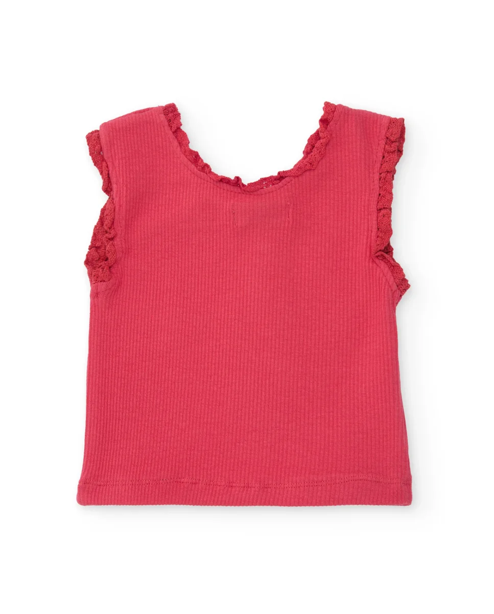 Camiseta de niña de punto con volantes en el cuello - Imagen 3