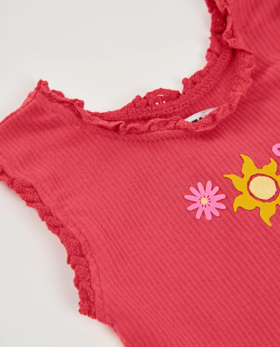 Camiseta de niña de punto con volantes en el cuello - Imagen 4