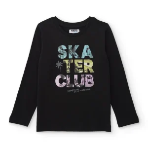 Camiseta de niño de punto con letras decoradas