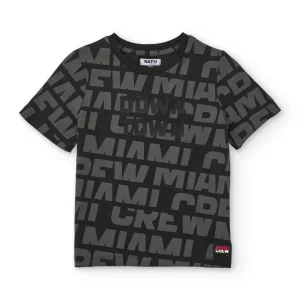 Camiseta de niño de punto con aplicación central en 3D