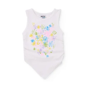 Camiseta de niña de punto con bajo acabado en pico