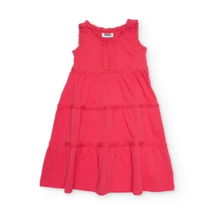 Vestido de niña de punto con detalles de encaje