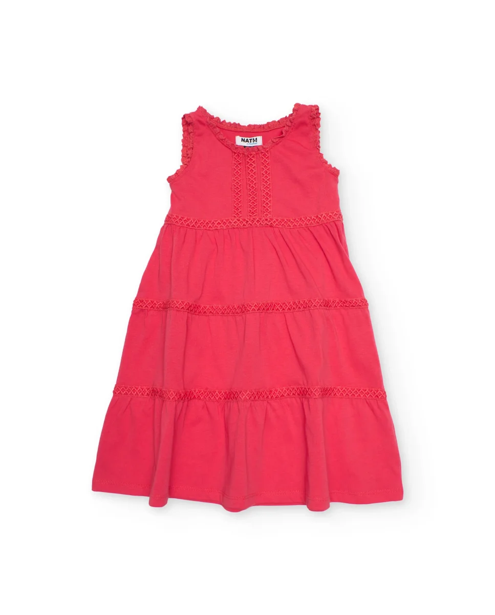 Vestido de niña de punto con detalles de encaje