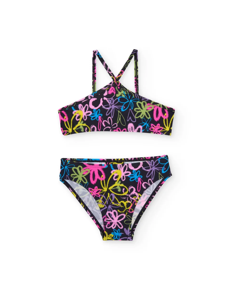 Bikini de niña de punto de estilo grafiti